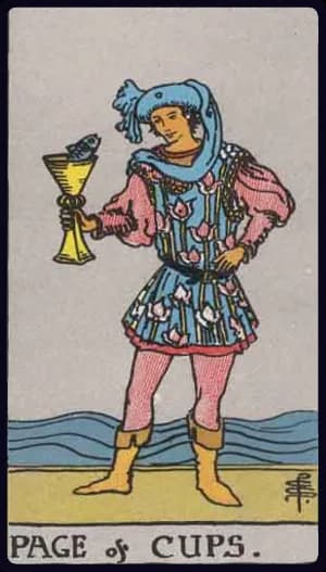 La carte Page de Coupe du tarot Rider-Waite-Smith