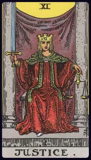 La carte La Justice du tarot Rider-Waite-Smith
