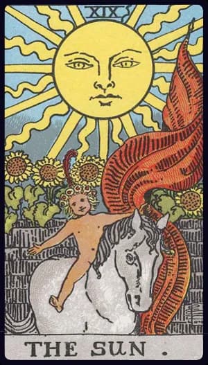 La carte Le Soleil du tarot Rider-Waite-Smith