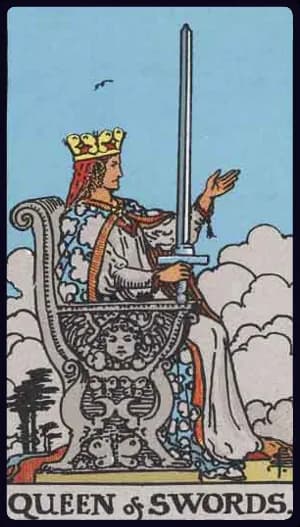 La carte Reine d'Épée du tarot Rider-Waite-Smith
