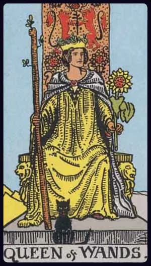 La carte Reine de Bâton du tarot Rider-Waite-Smith