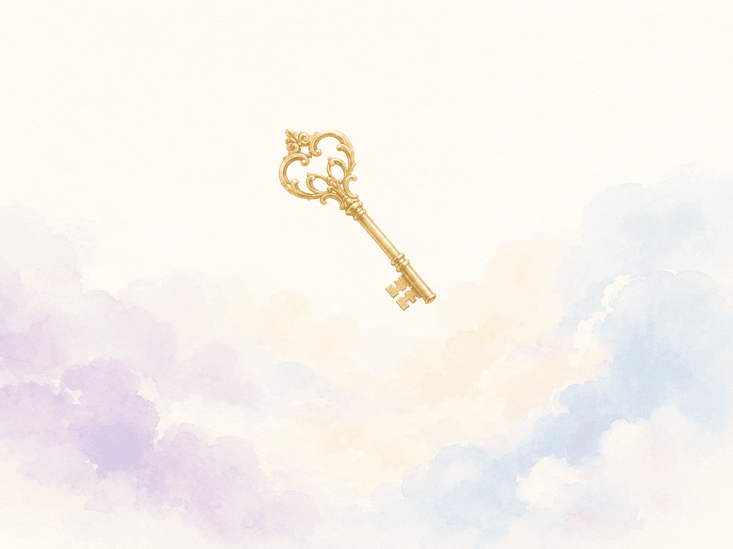 Clé dorée dans un ciel d’aube